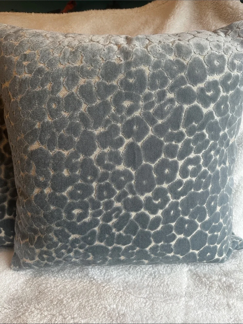 Light blue Textured Leopard Throw Pillow Pair Covers Only